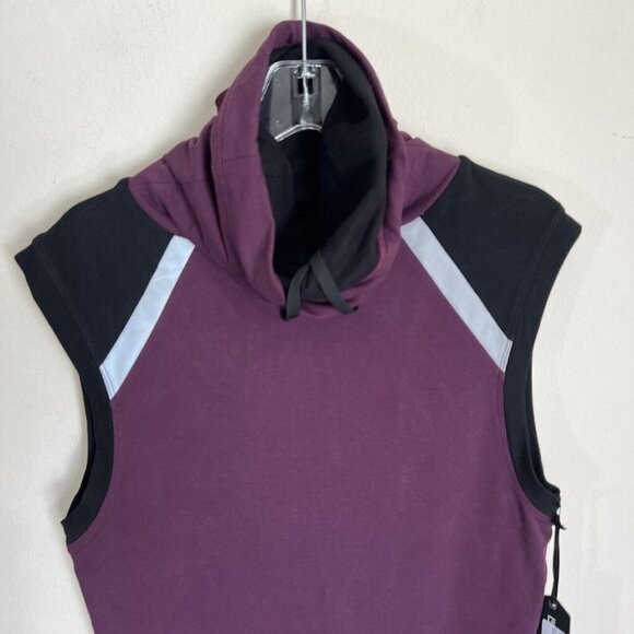 Blanc Noir Lock Funnel Neck Sleeveless Vest Pullover Tunic Mesh Pocket S New - Picture 2 of 6